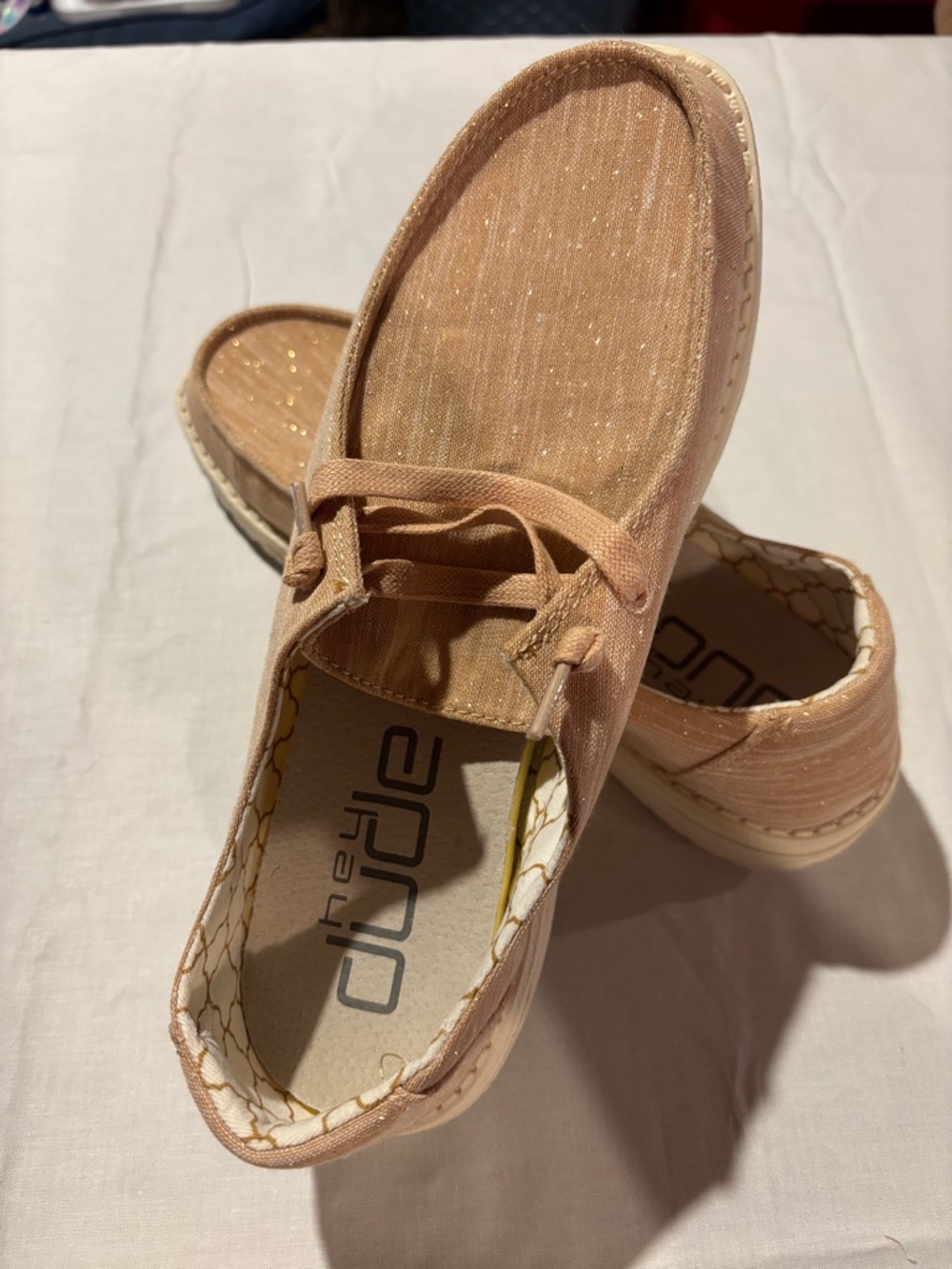 Hey Dude Women's Slip-On Sneakers in Sparkly Rose Gold